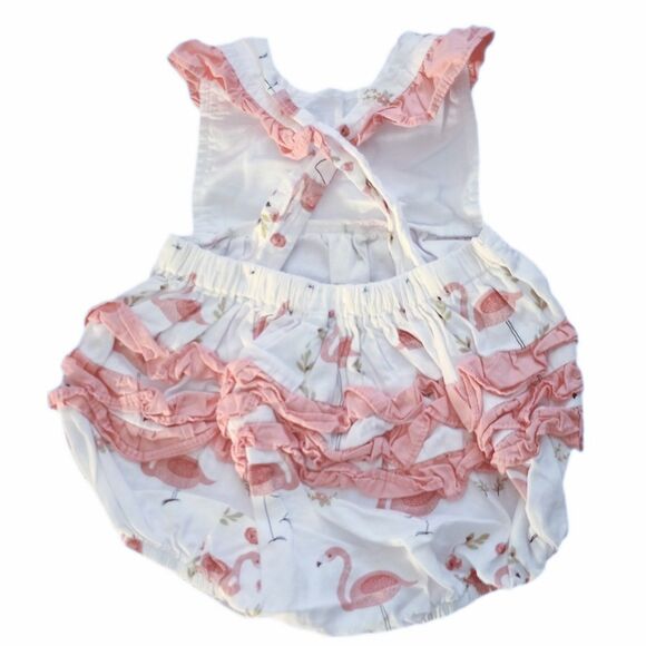LilCactus Pink Flamingo One Piece Romper sz 3-6M Girls - Picture 2 of 4